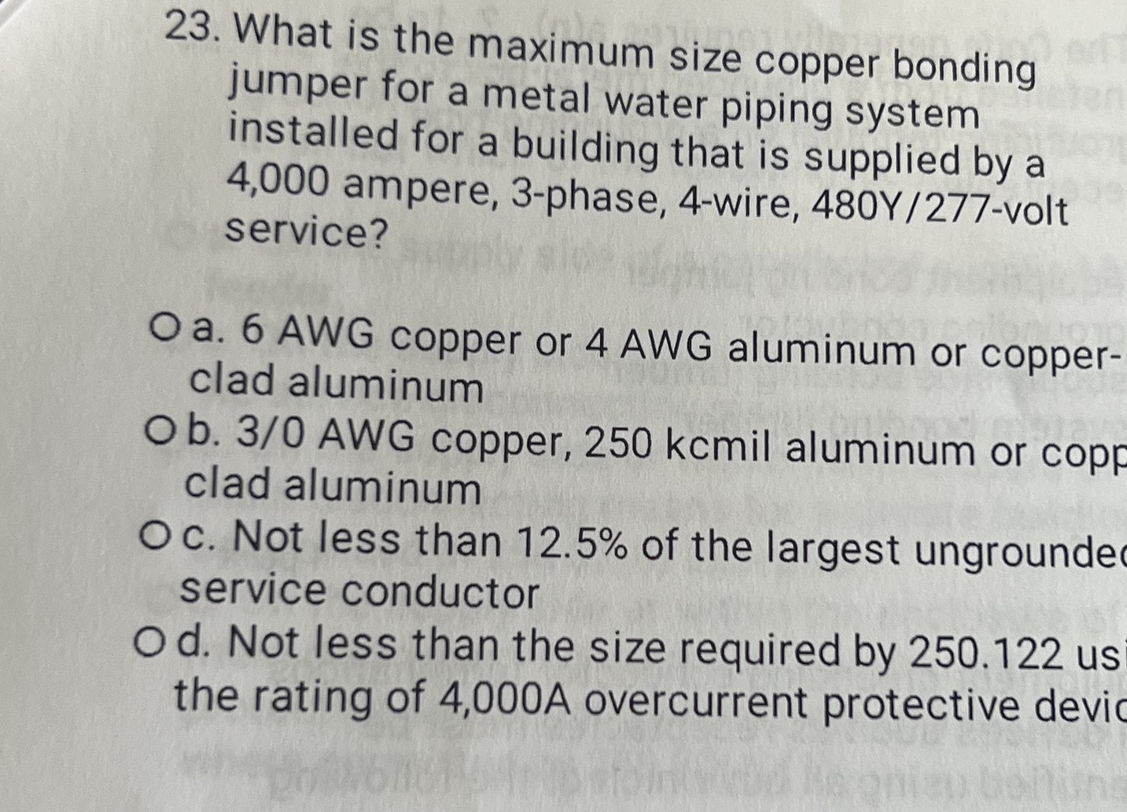 What is the maximum size copper bonding jumper