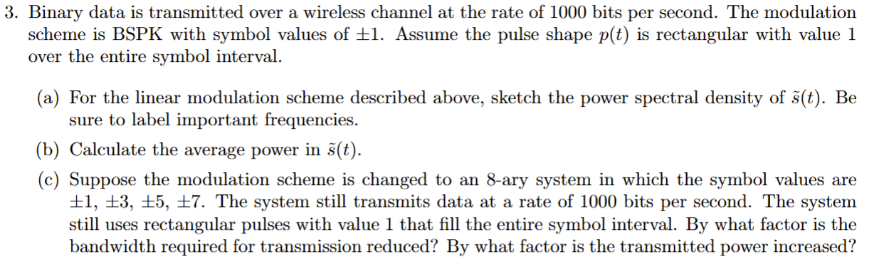 3 . Binary data is transmitted over a wireless