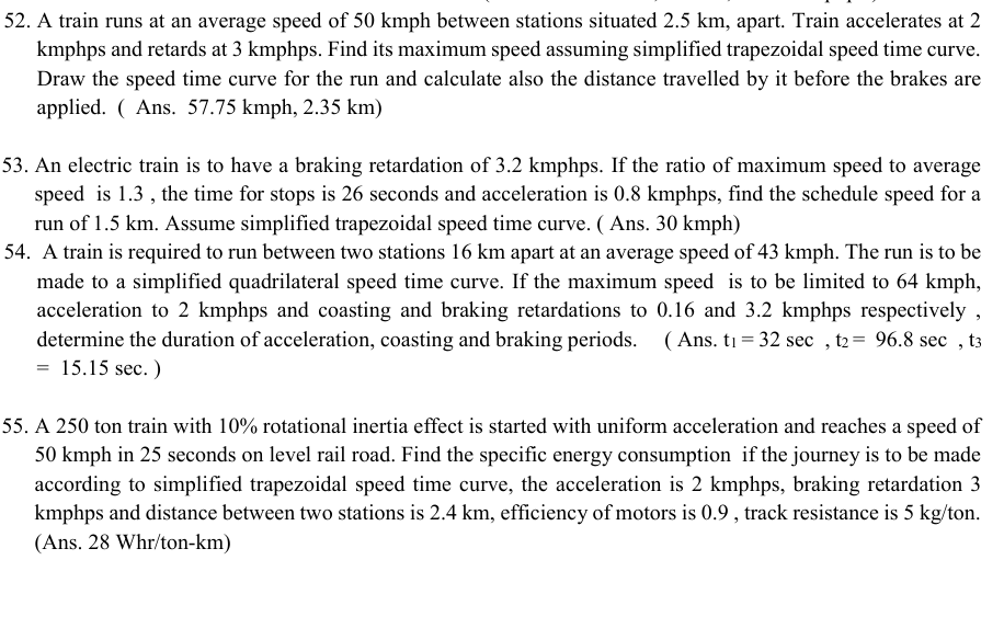 5 2 . A train runs at an average speed of 5 0