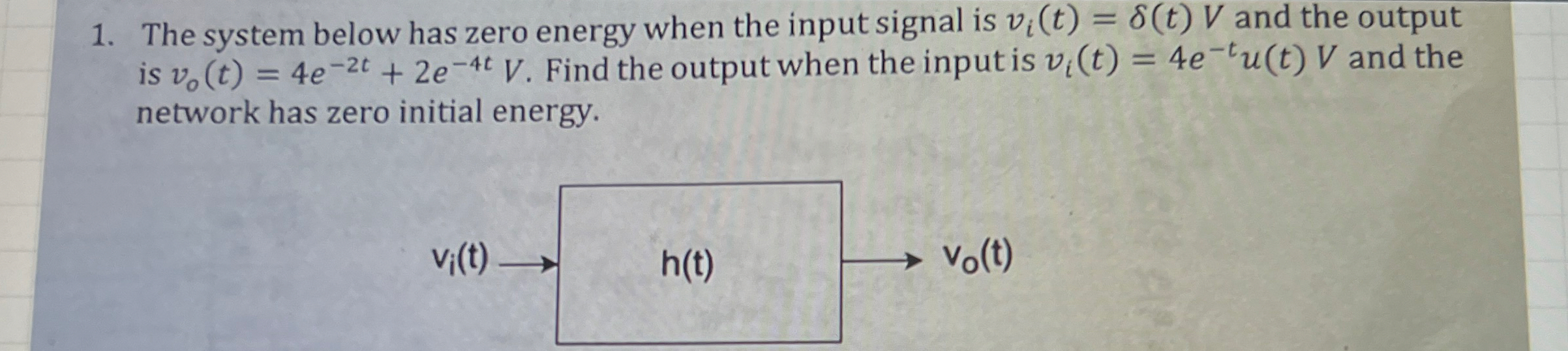 The system below has zero energy when the input