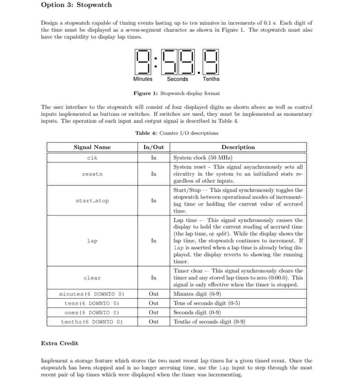 Option 3 : Stopwatch Design a stopwatch capable