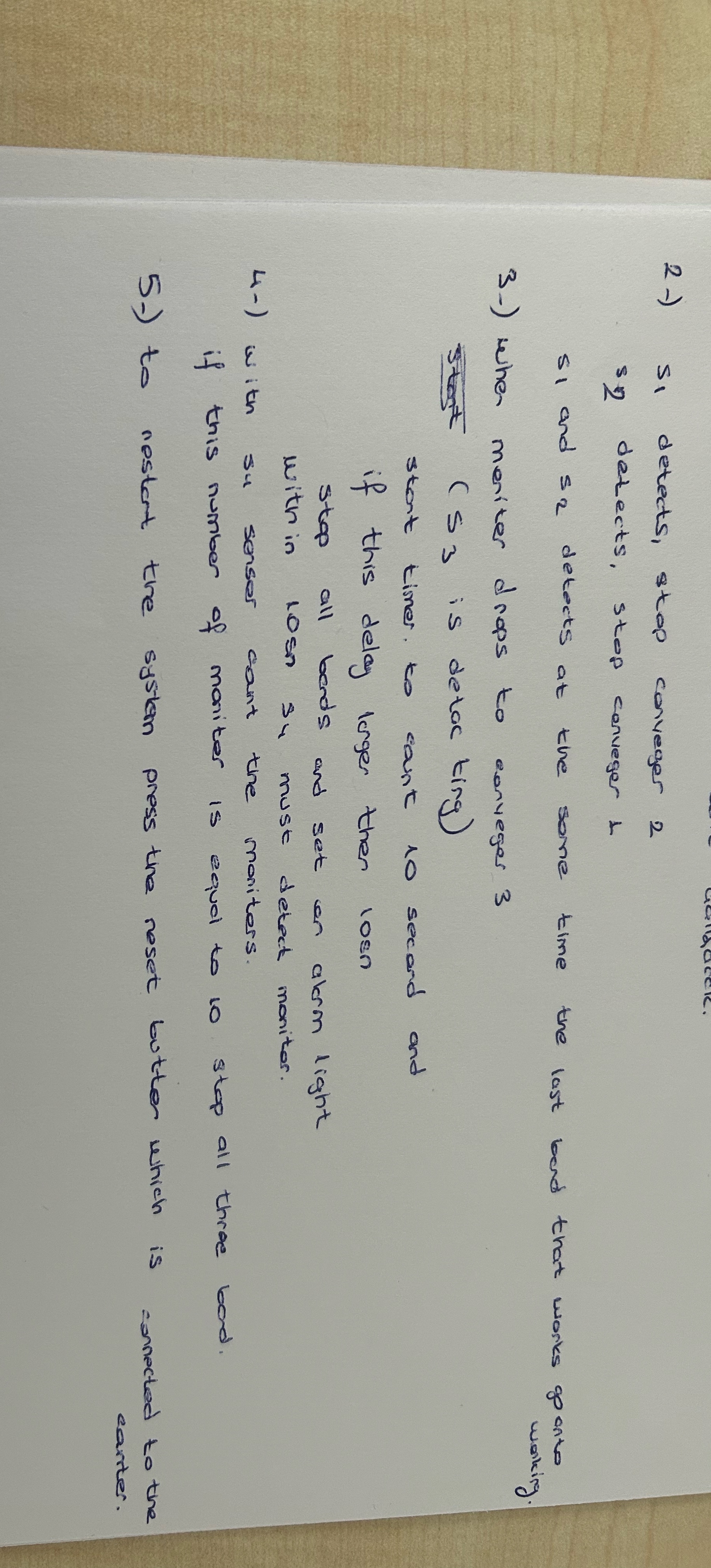 2 - ) s 1 detects, stop conveger 2 s . 2 detects,