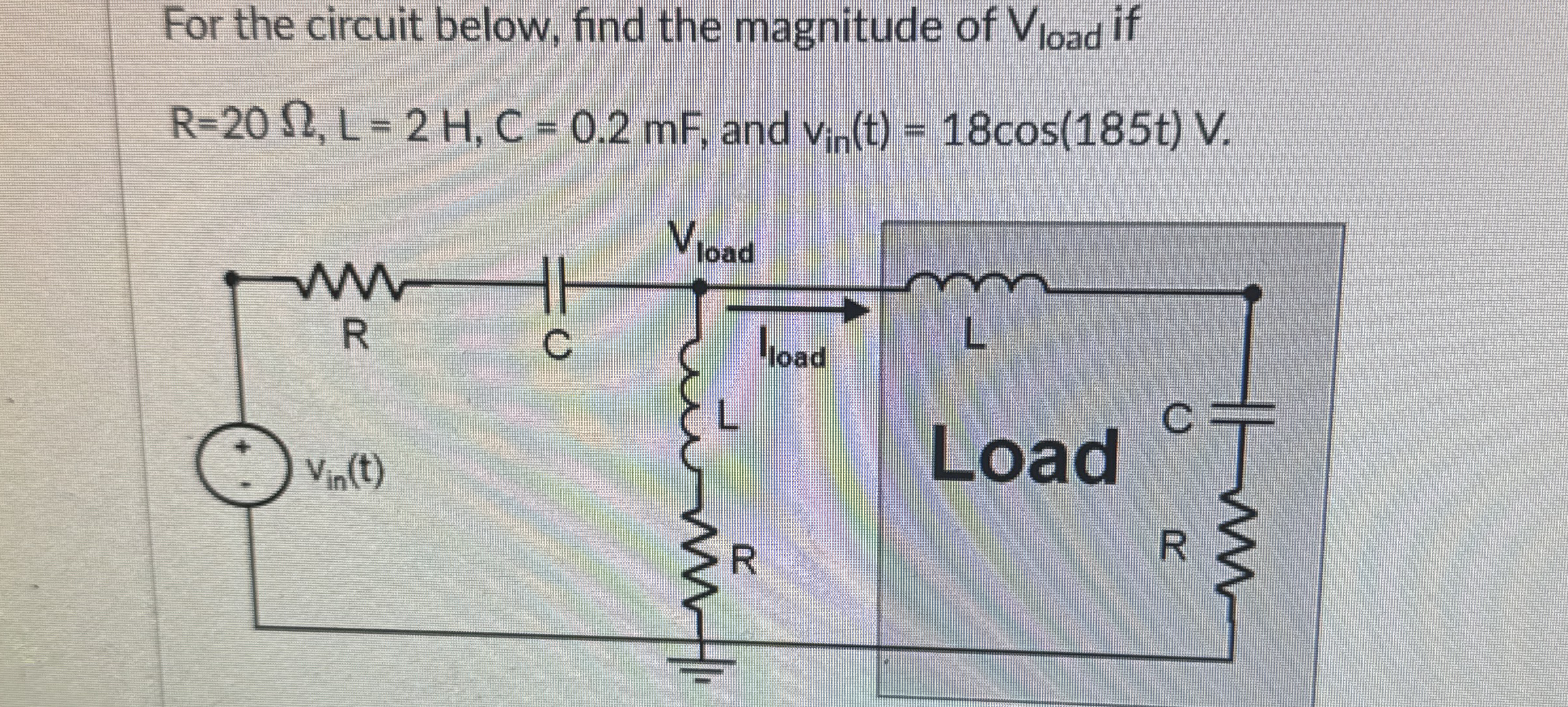 For the circuit below, find the magnitude of V l