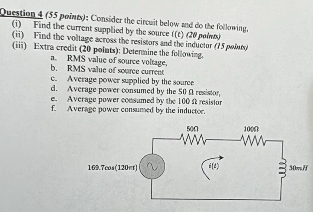 Question 4 ( 5 5 points ) : Consider the circuit