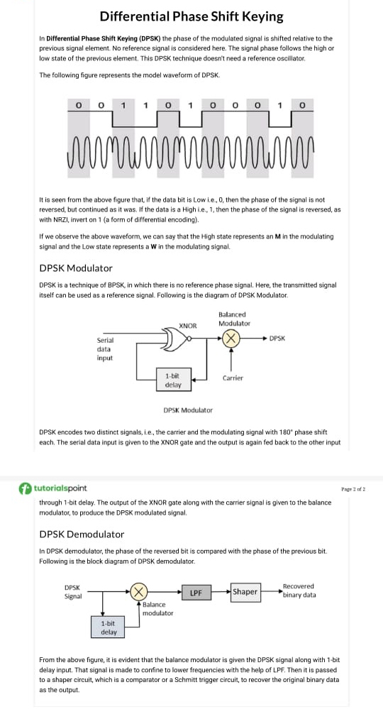 Differential Phase Shift Keying In Differential