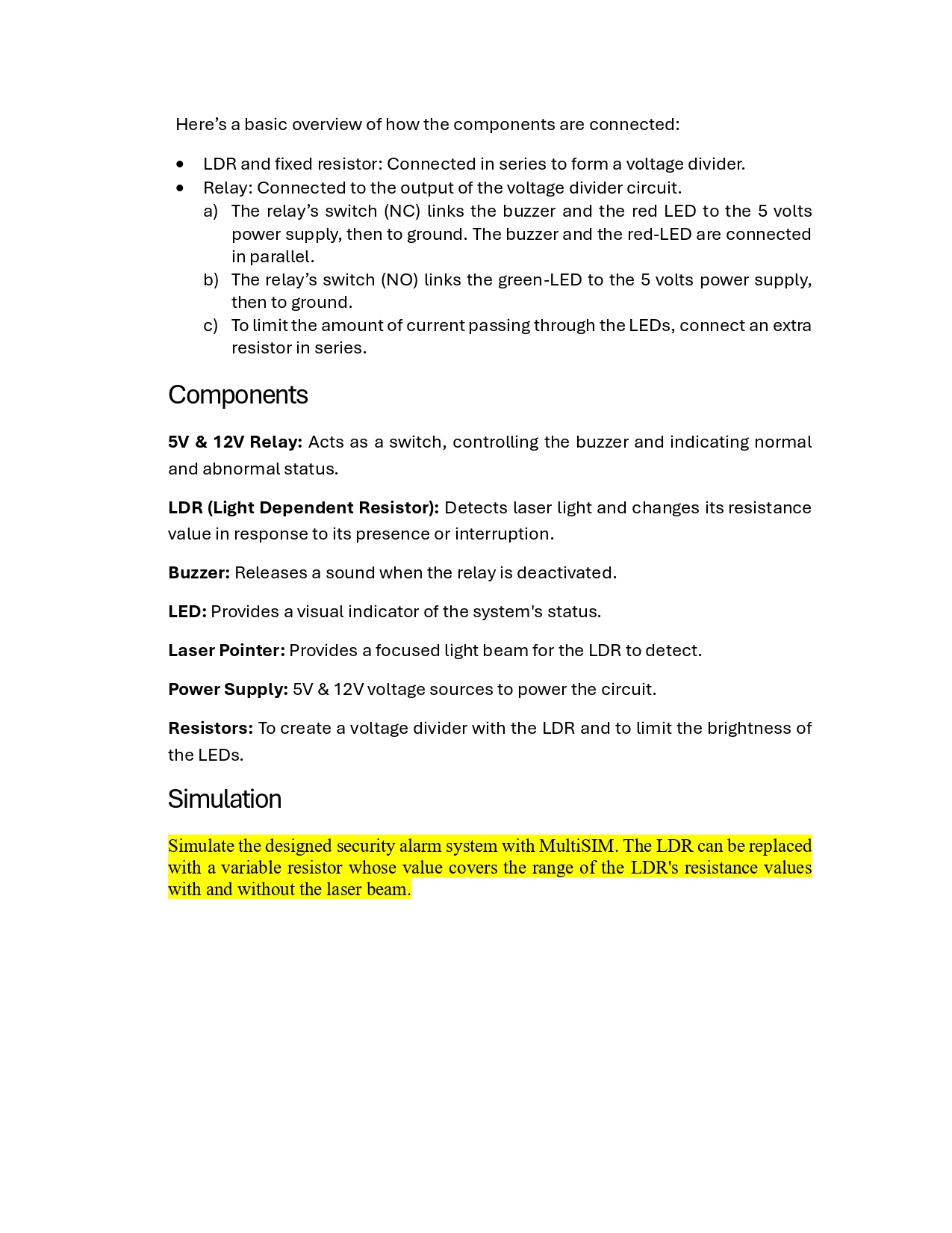 I Want to simulate the following on multisim: