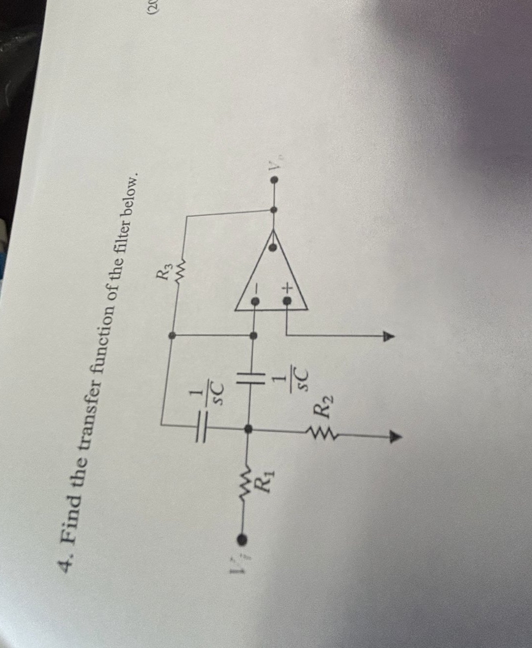 Find the transfer function of the filter below.