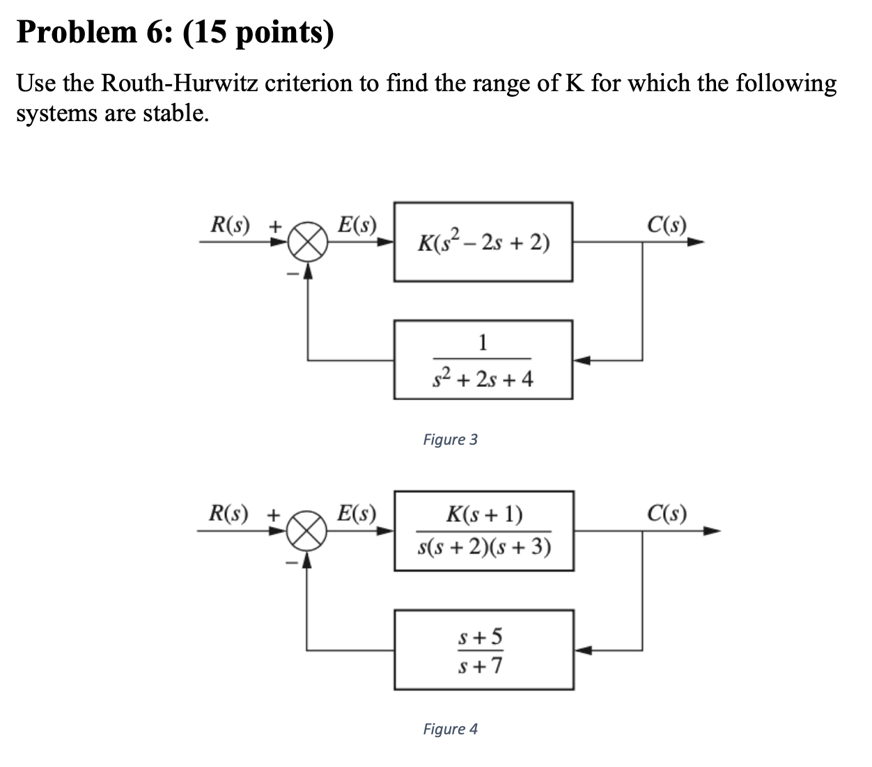 Problem 6 : ( 1 5 points ) Use the Routh -