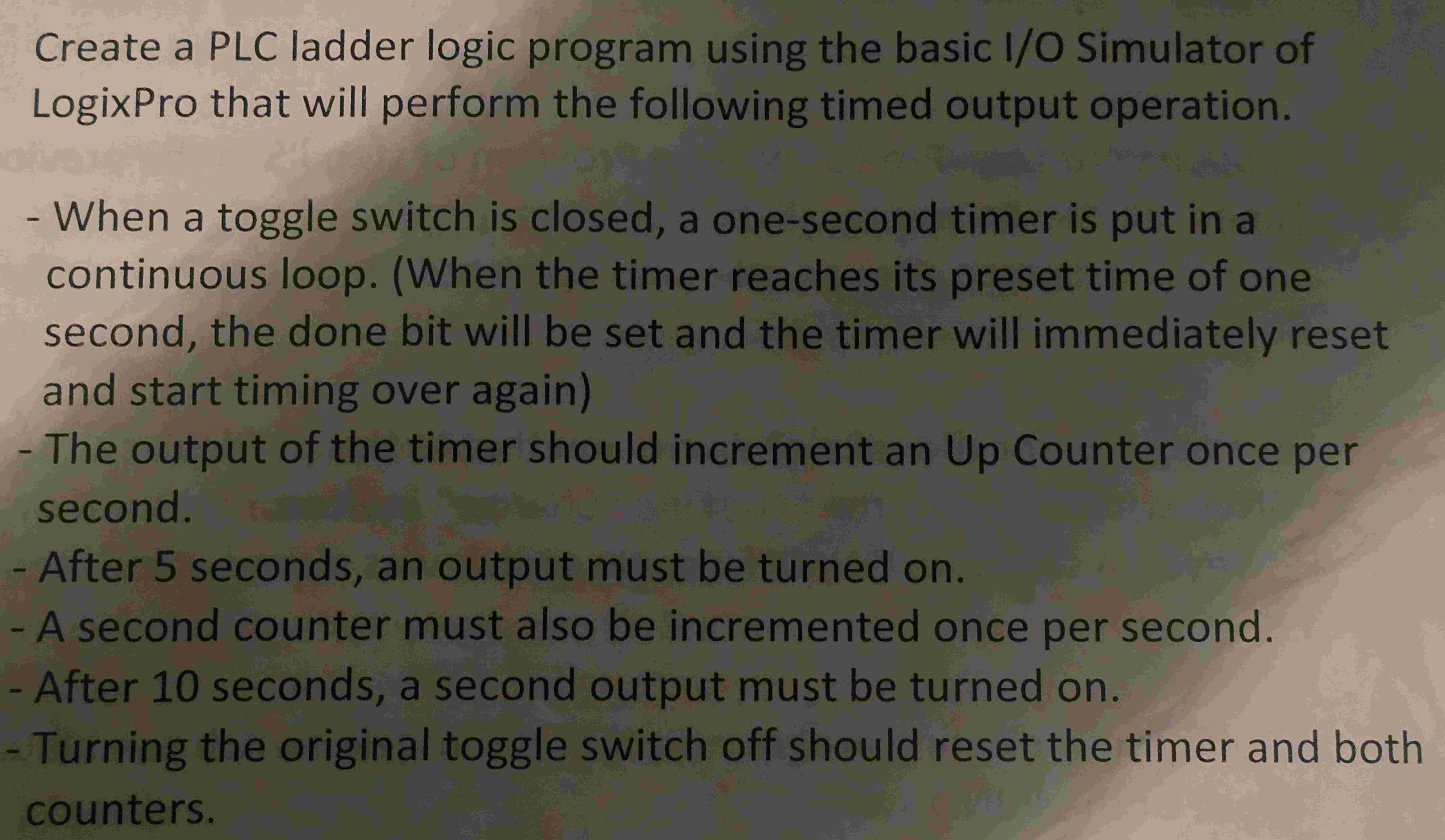 Create a PLC ladder logic program using the basic