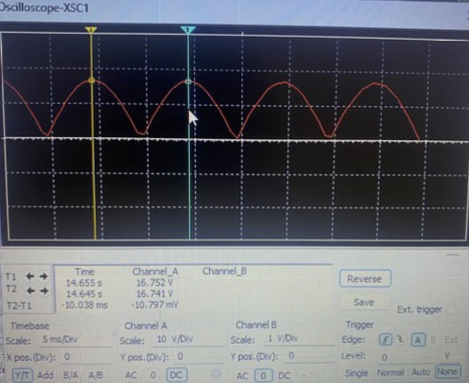 Oscilloscope - XSC 1 Fivd vin , v out , vrms ,