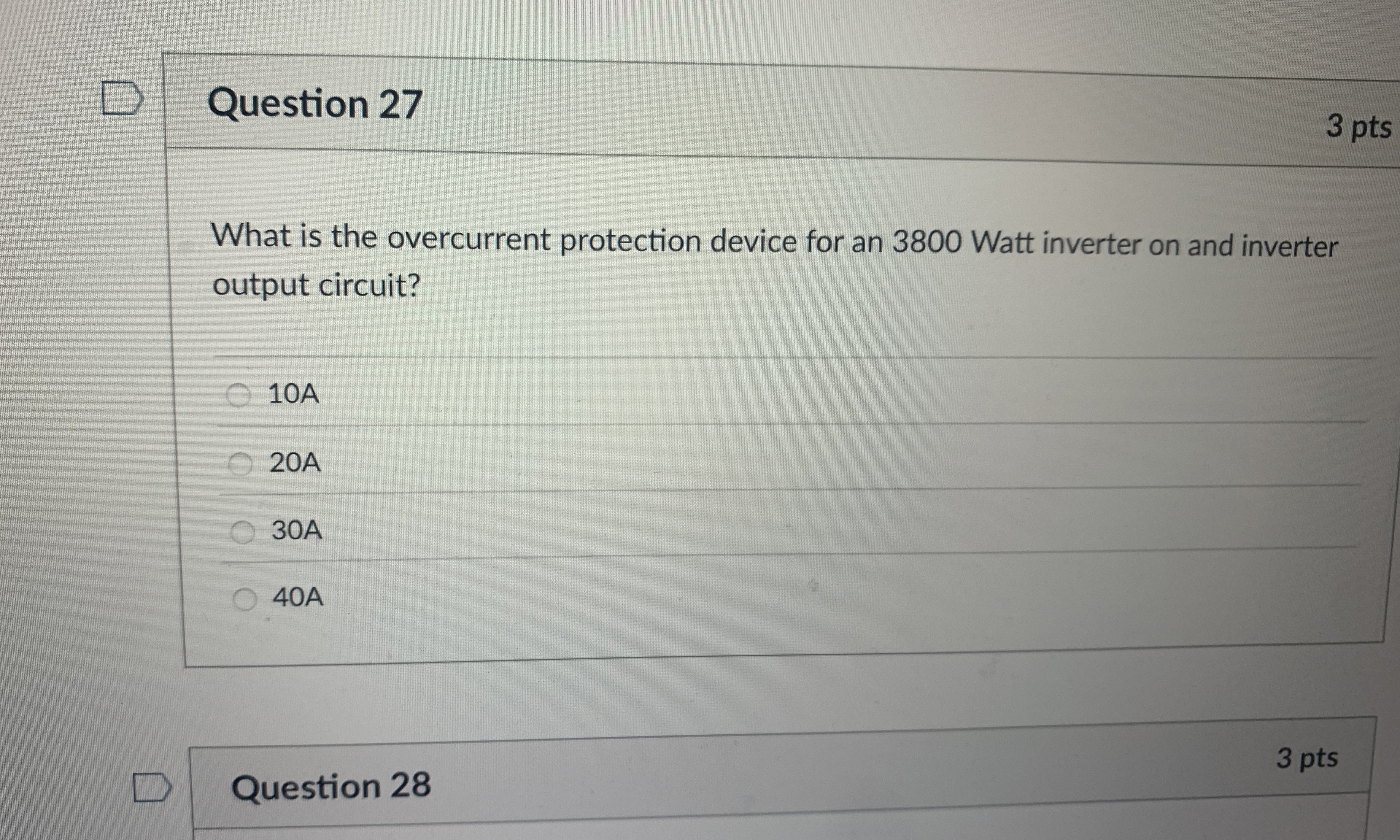 Question 2 7 3 pts What is the overcurrent