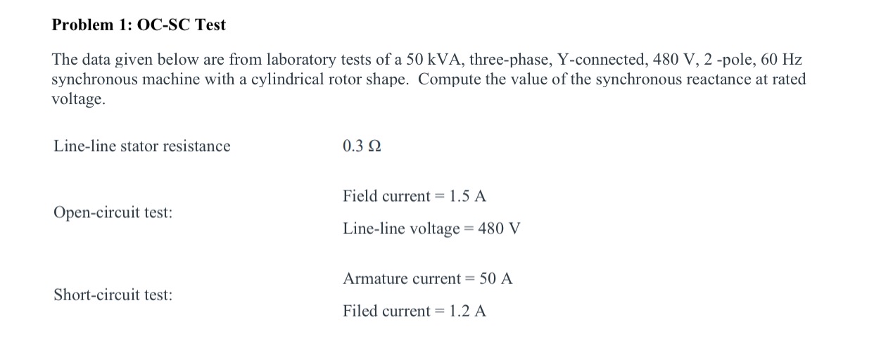 Problem 1 : OC - SC Test The data given below are