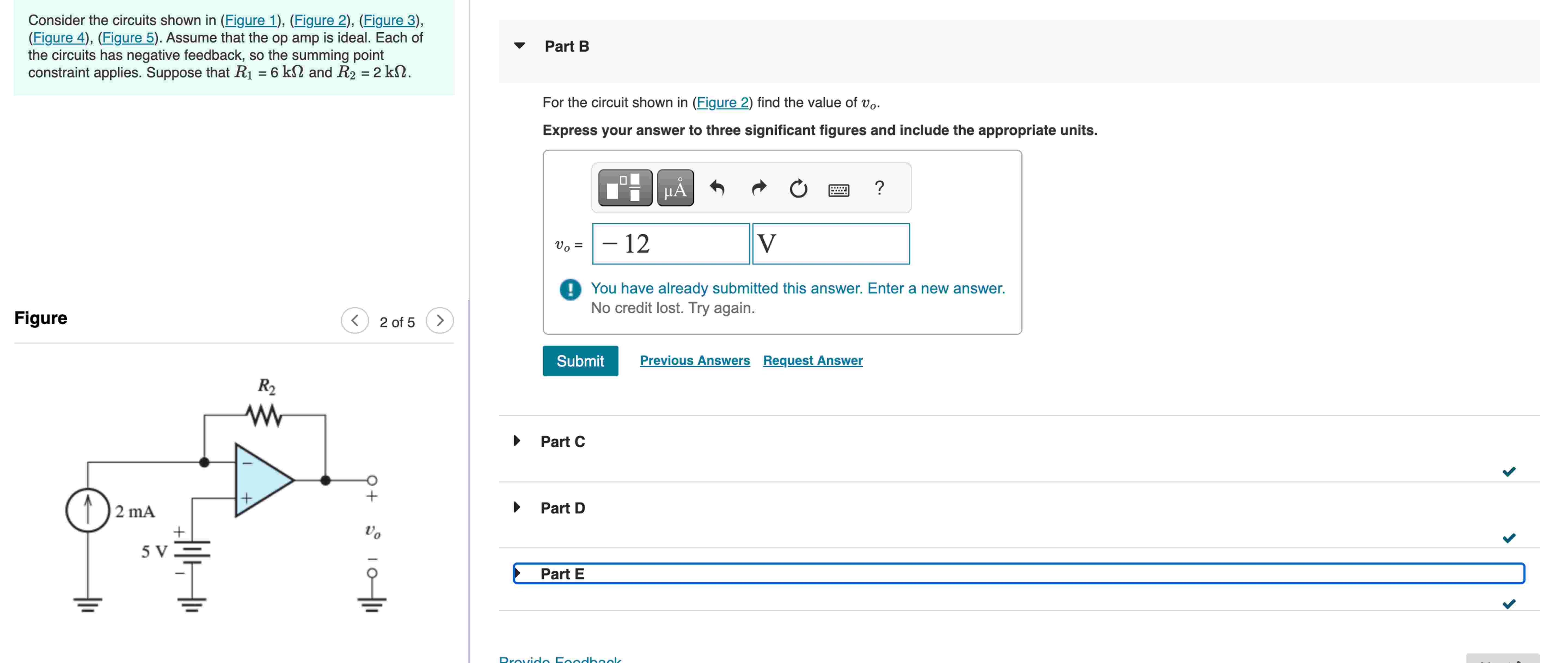 Solve for Part B Consider the circuits shown in (