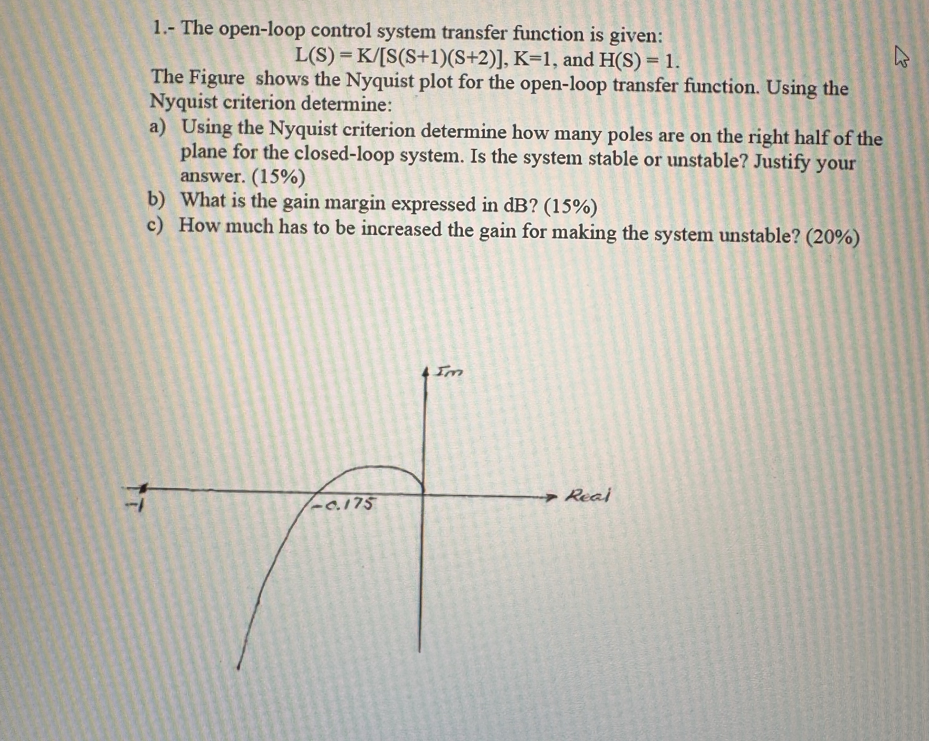 1 . - The open - loop control system transfer