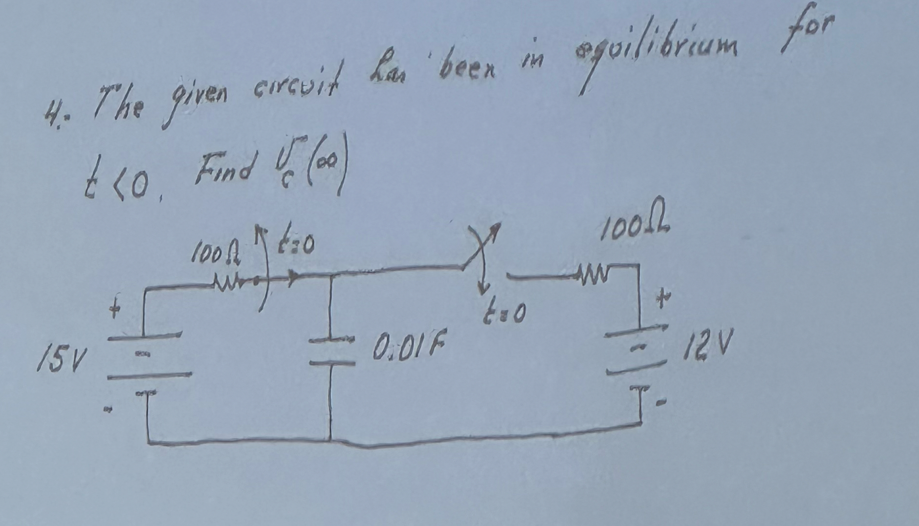 The given circuit has been in aquilibriam for t <