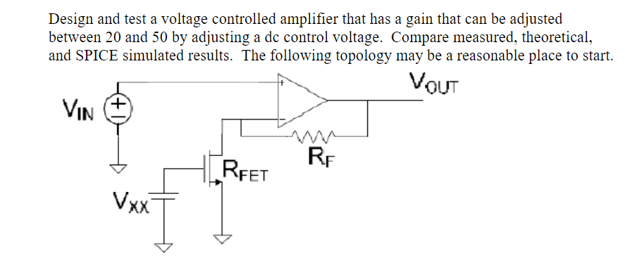 Design and test a voltage controlled amplifier