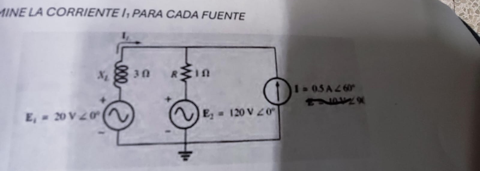 DetremINE LA CORRIENTE I, PARA CADA FUENTE