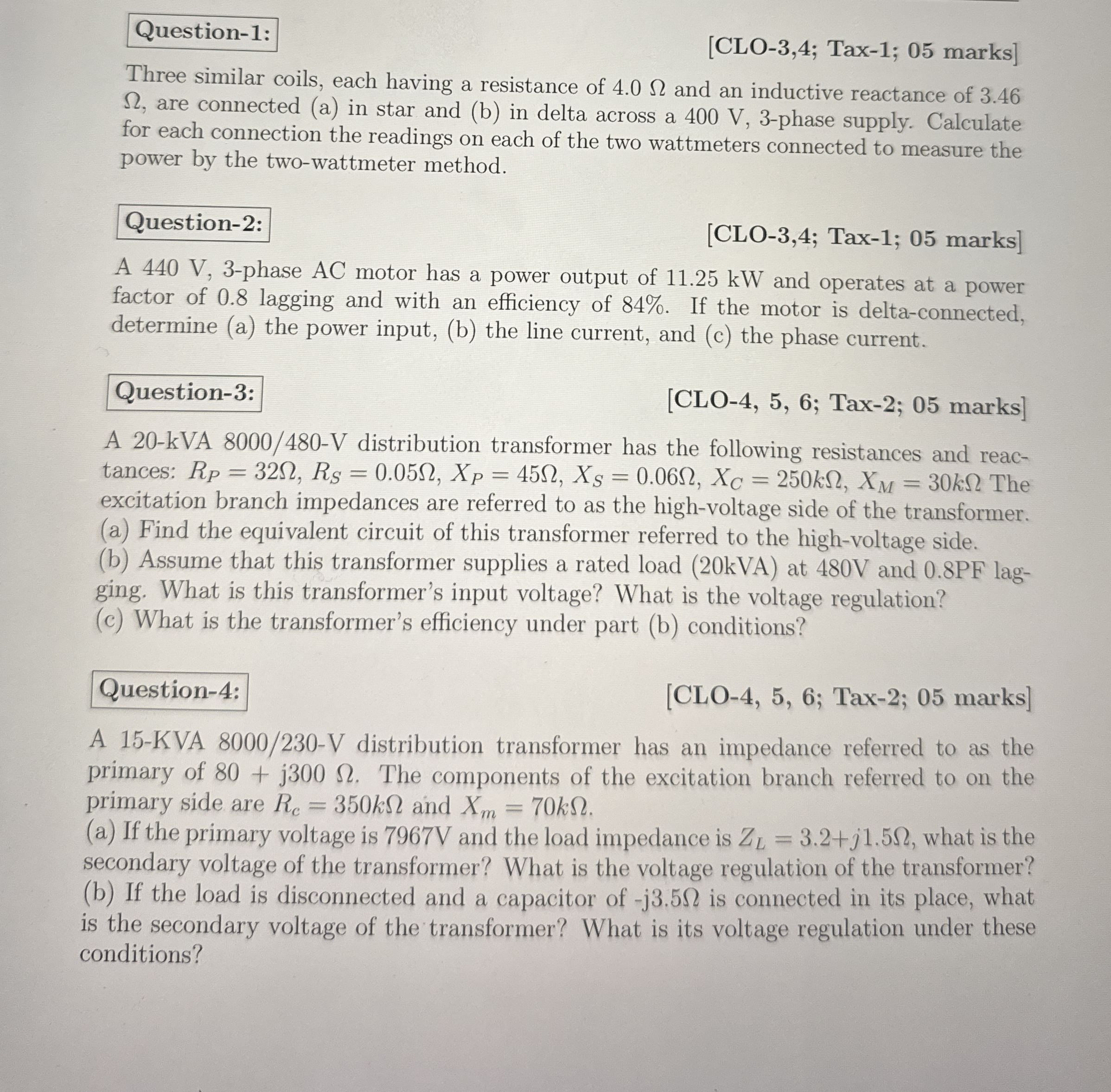 Question - 1 : [ CLO - 3 , 4 ; Tax - 1 ; 0 5