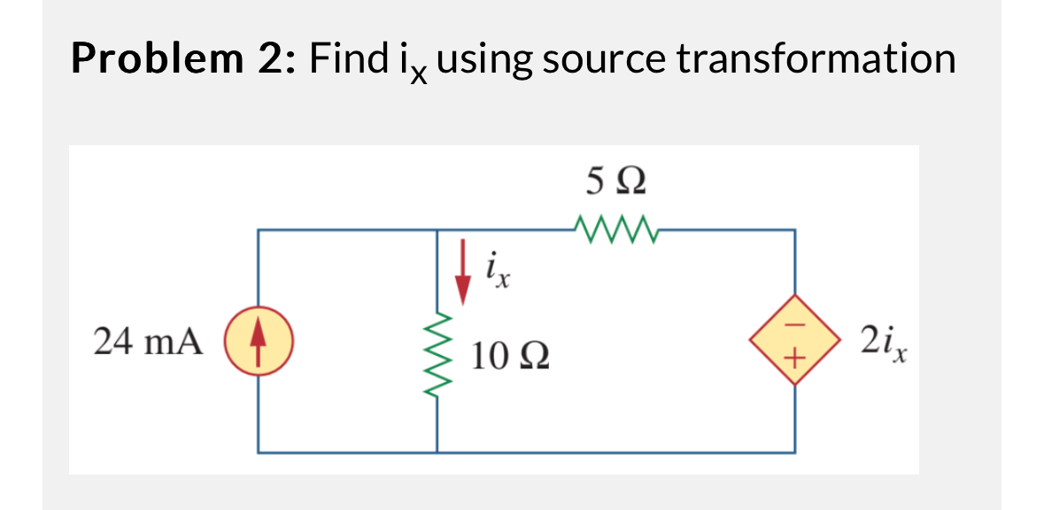 Problem 2 : Find i x using source transformation,