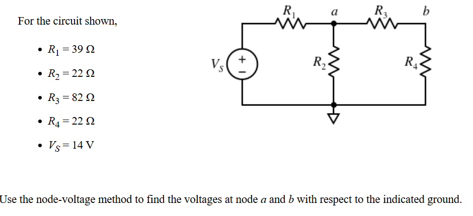 Use the node - voltage method to find the