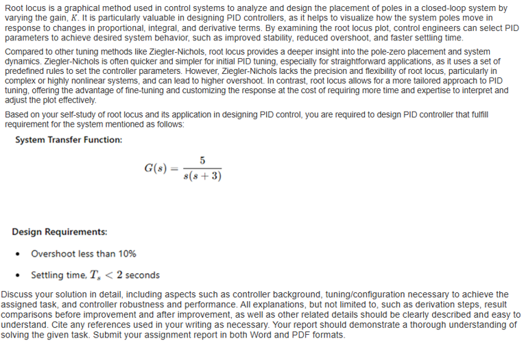 Root locus is a graphical method used in control