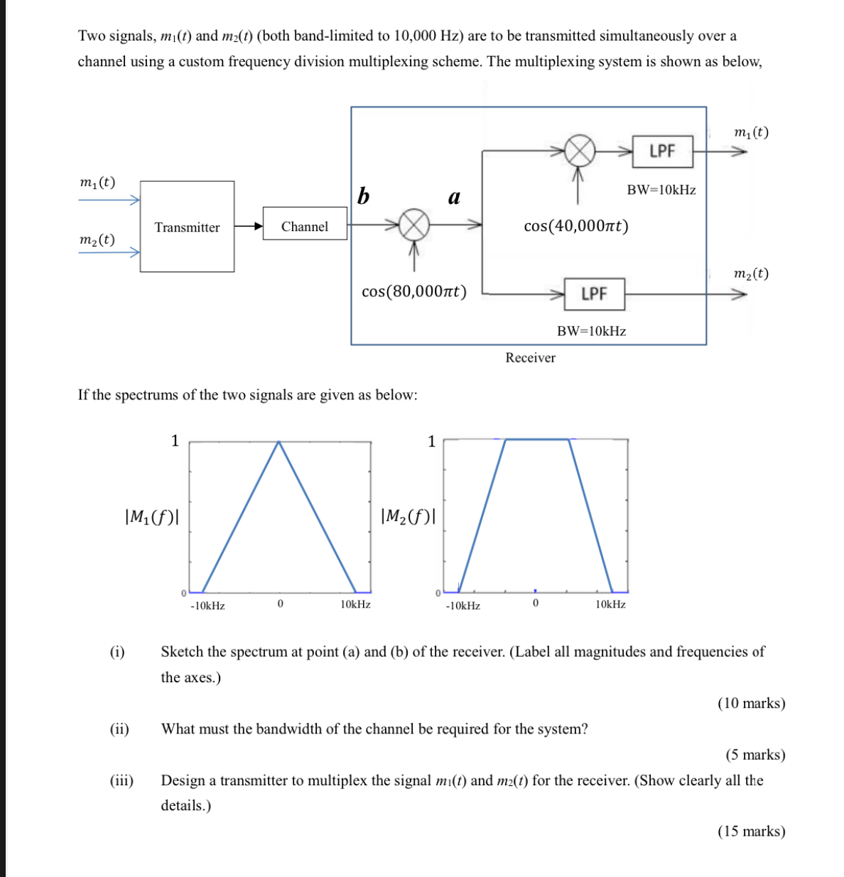 Two signals, m 1 ( t ) and m 2 ( t ) ( both band