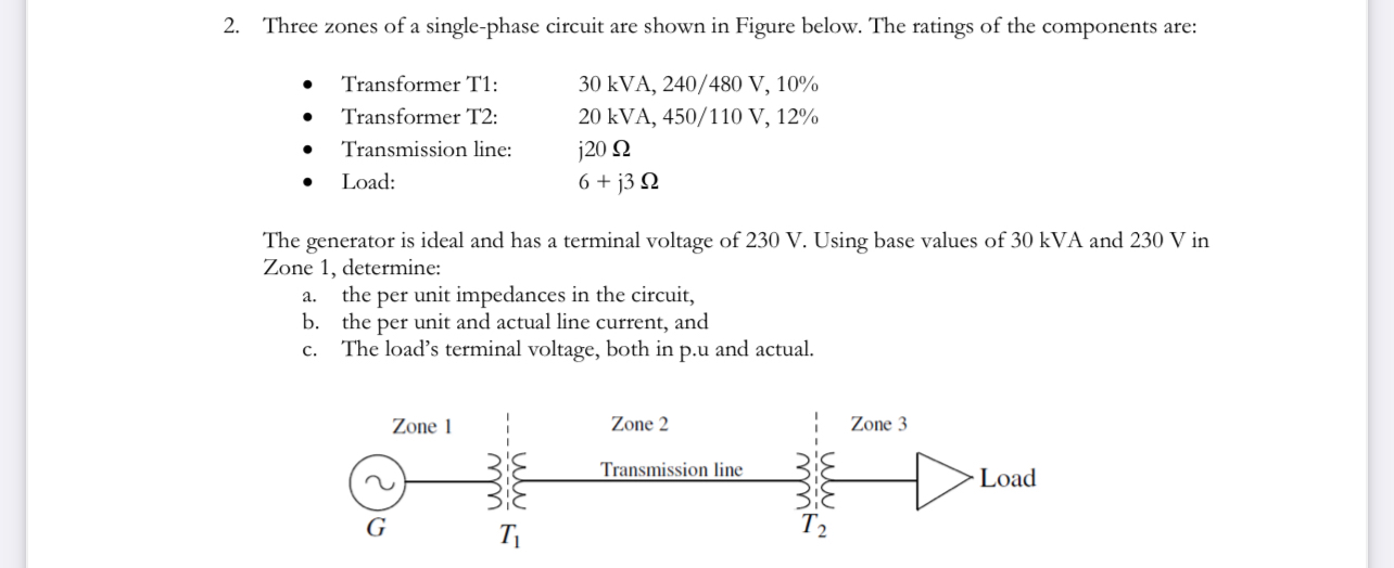 Three zones of a single - phase circuit are shown
