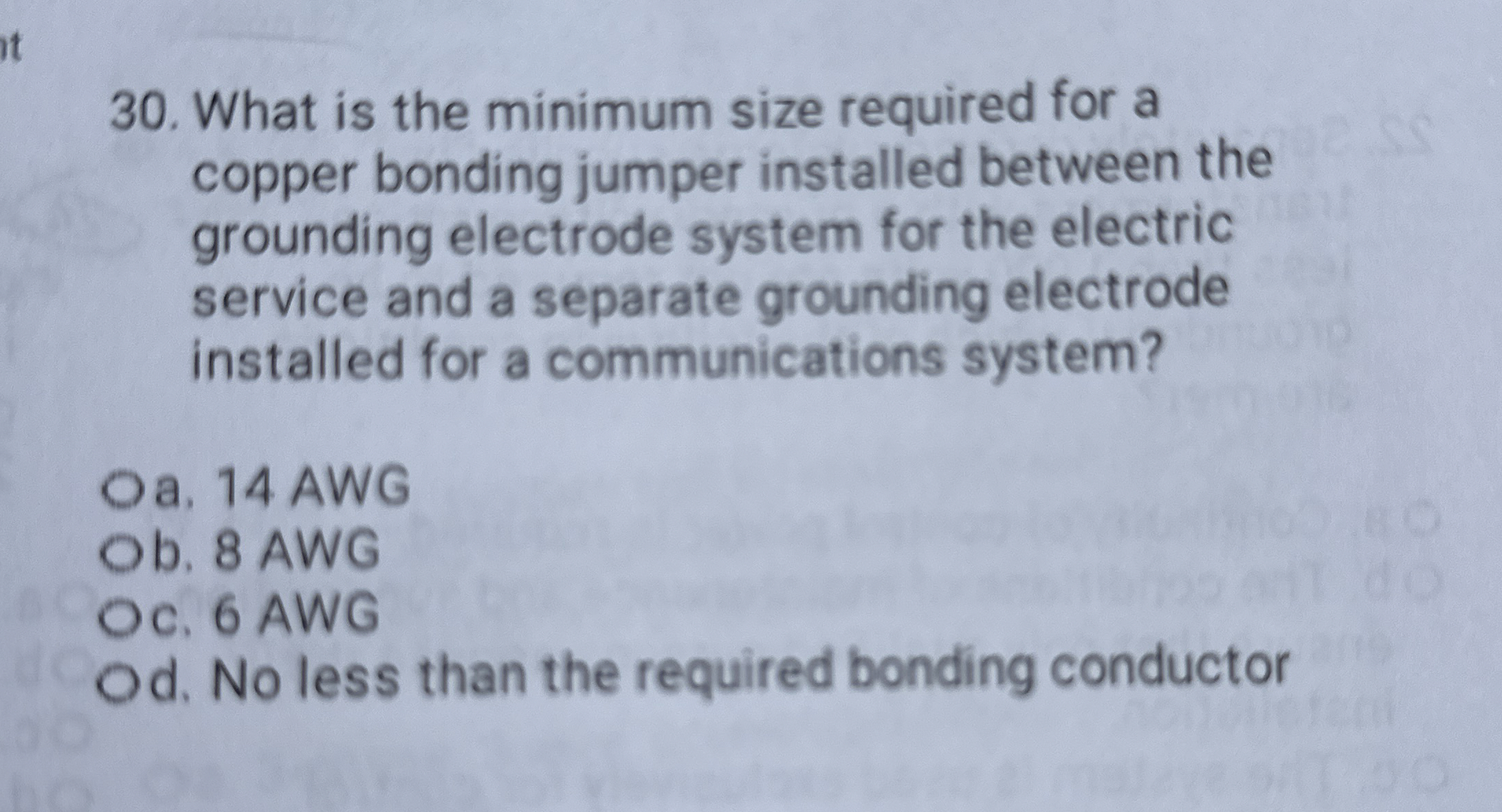 What is the minimum size required for a copper