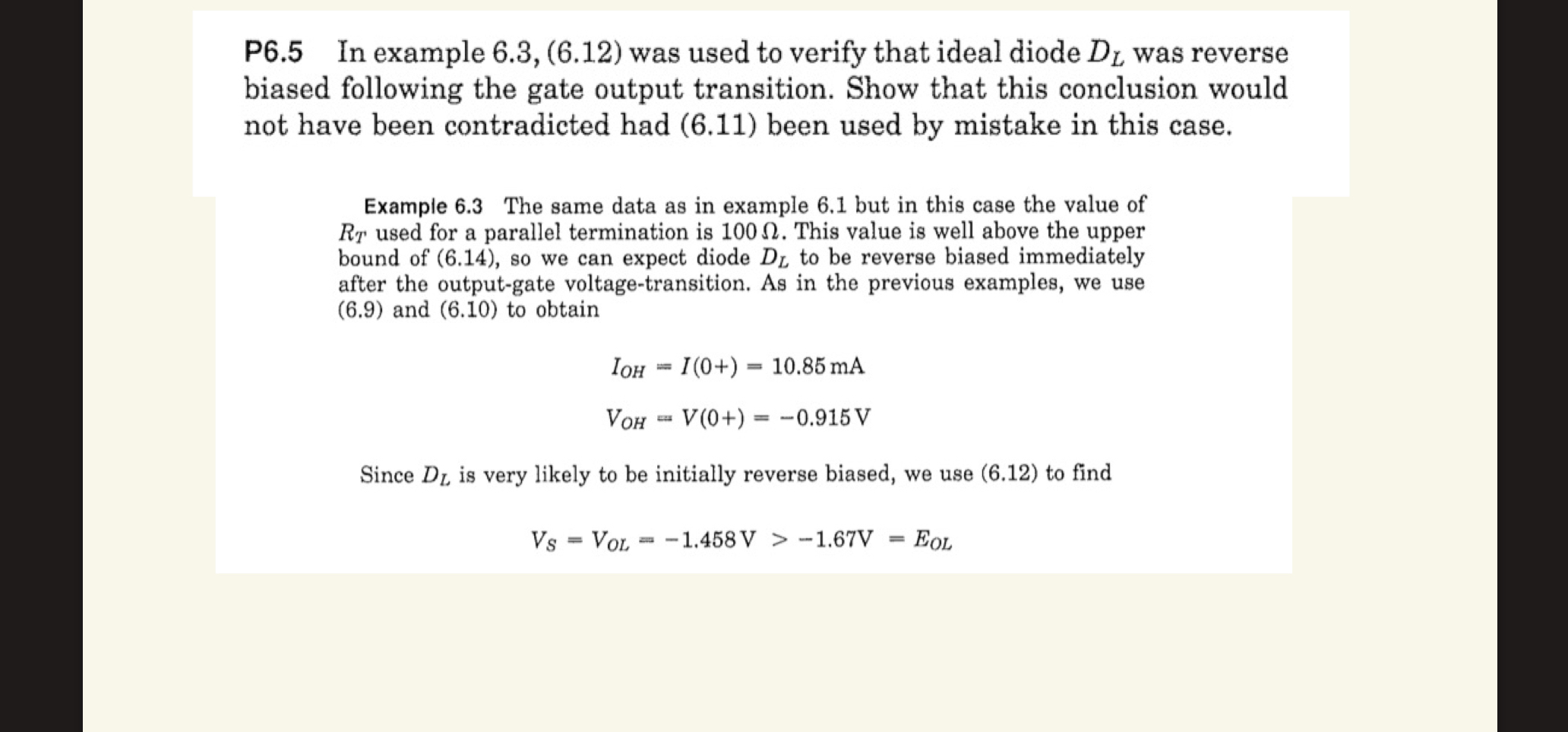P 6 . 5 In example 6 . 3 , ( 6 . 1 2 ) was used
