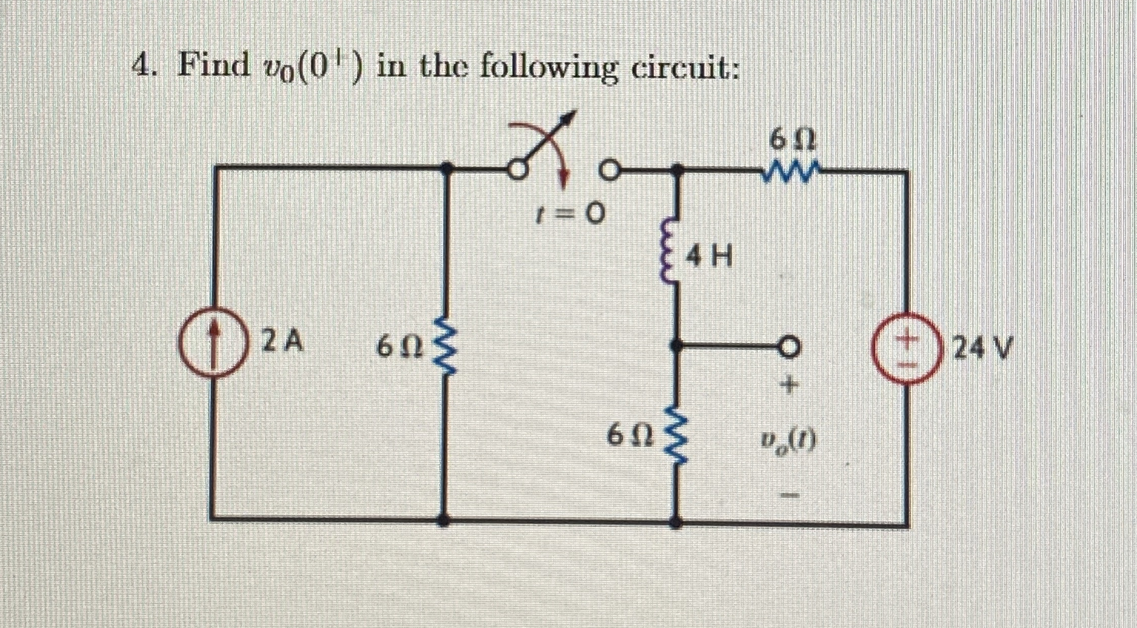 Find v 0 ( 0 + ) in the following circuit: