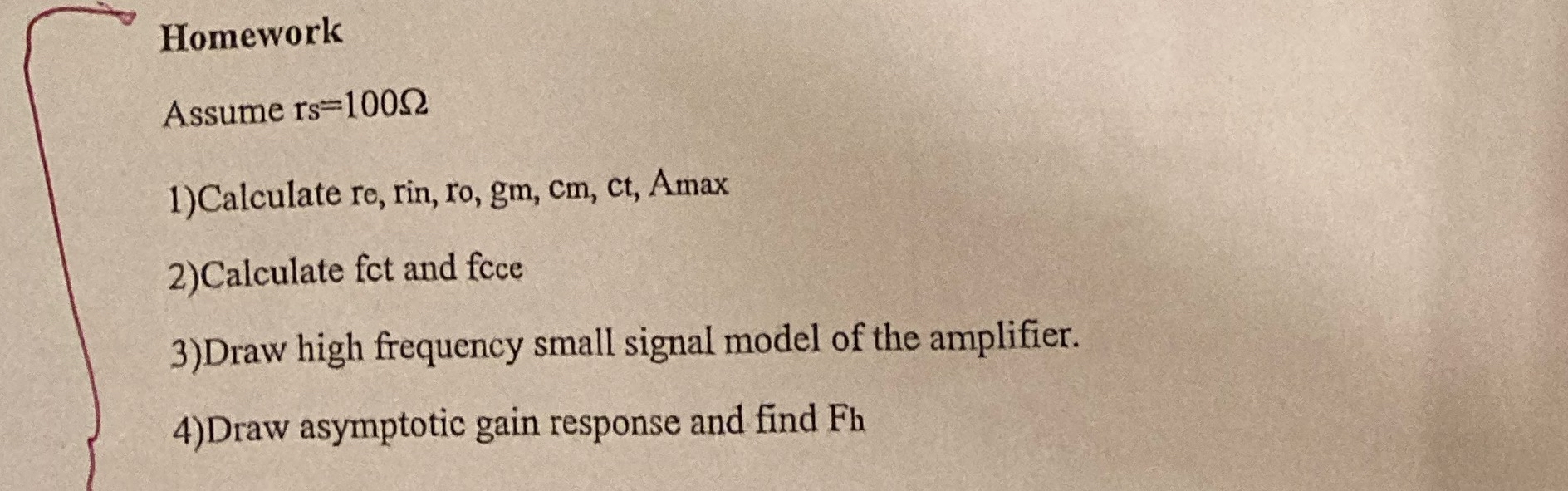 Homework Assume r s = 1 0 0 Calculate re , rin,