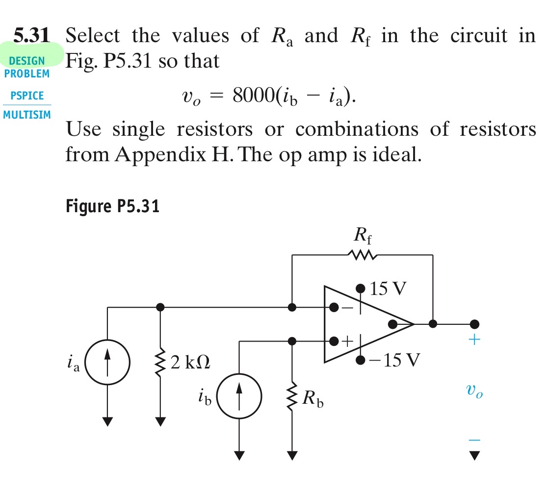 5 . 1 1 The op amp in the circuit in Fig. P 5 . 1