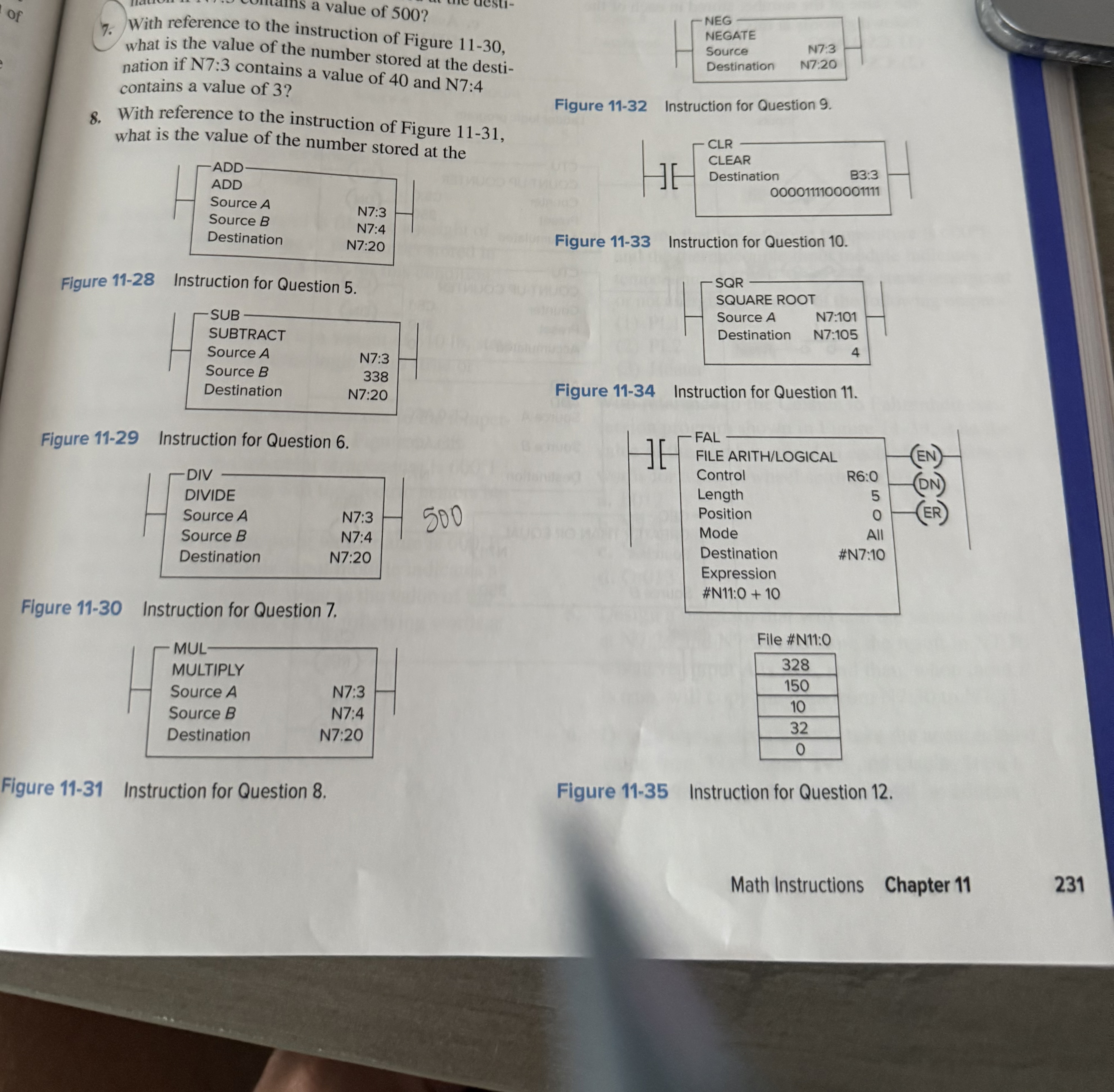 7 . ) With reference to the instruction of figure