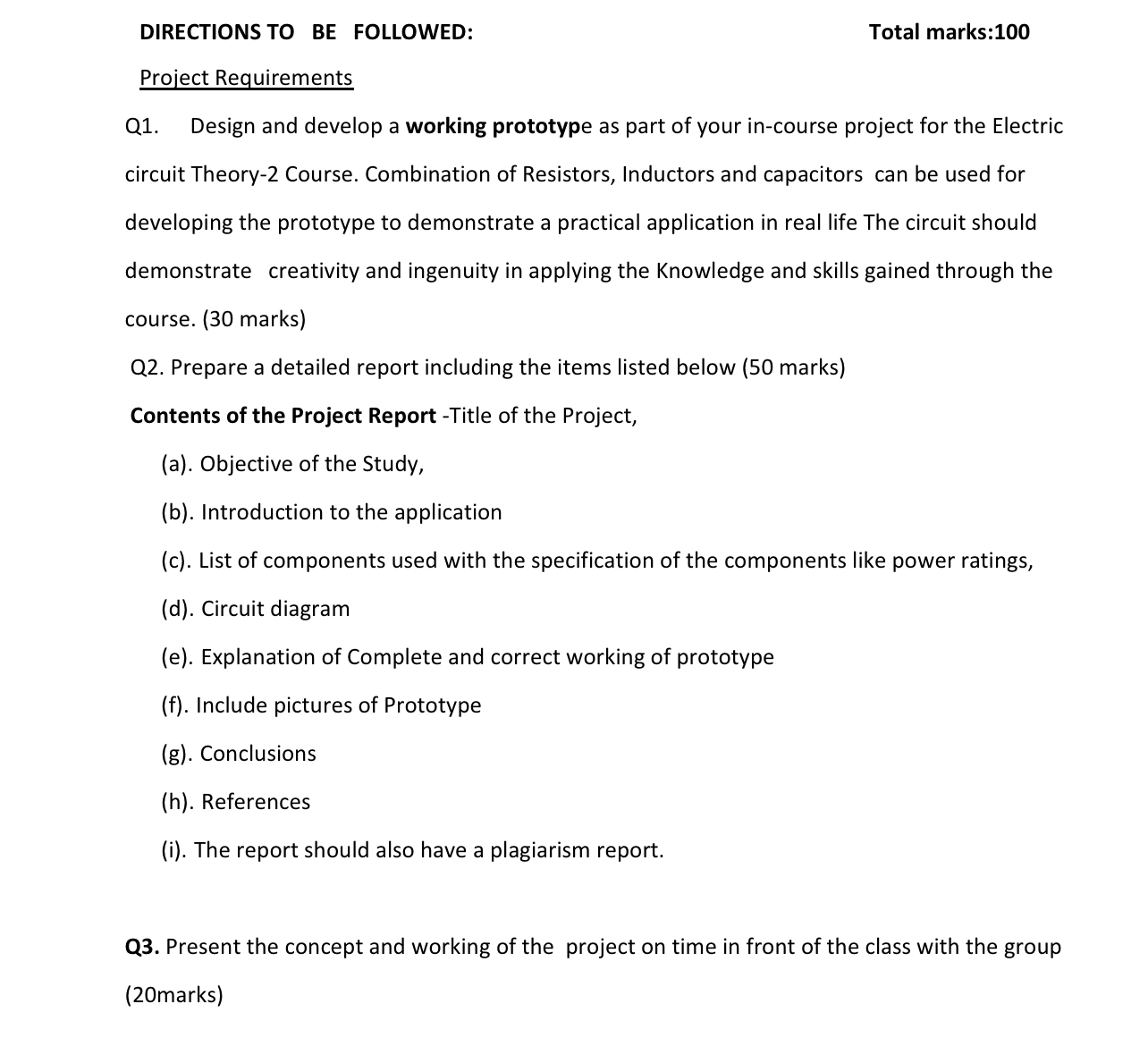 DIRECTIONS TO BE FOLLOWED: Total marks: 1 0 0