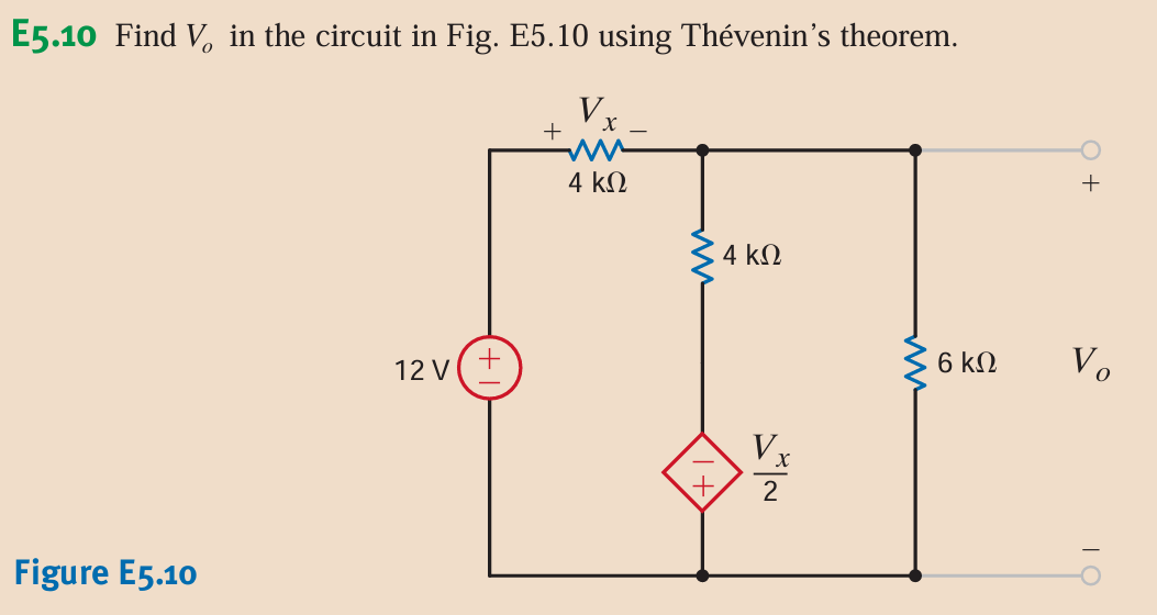 E 5 . 1 0 Find \ ( V _ { o } \ ) in the circuit