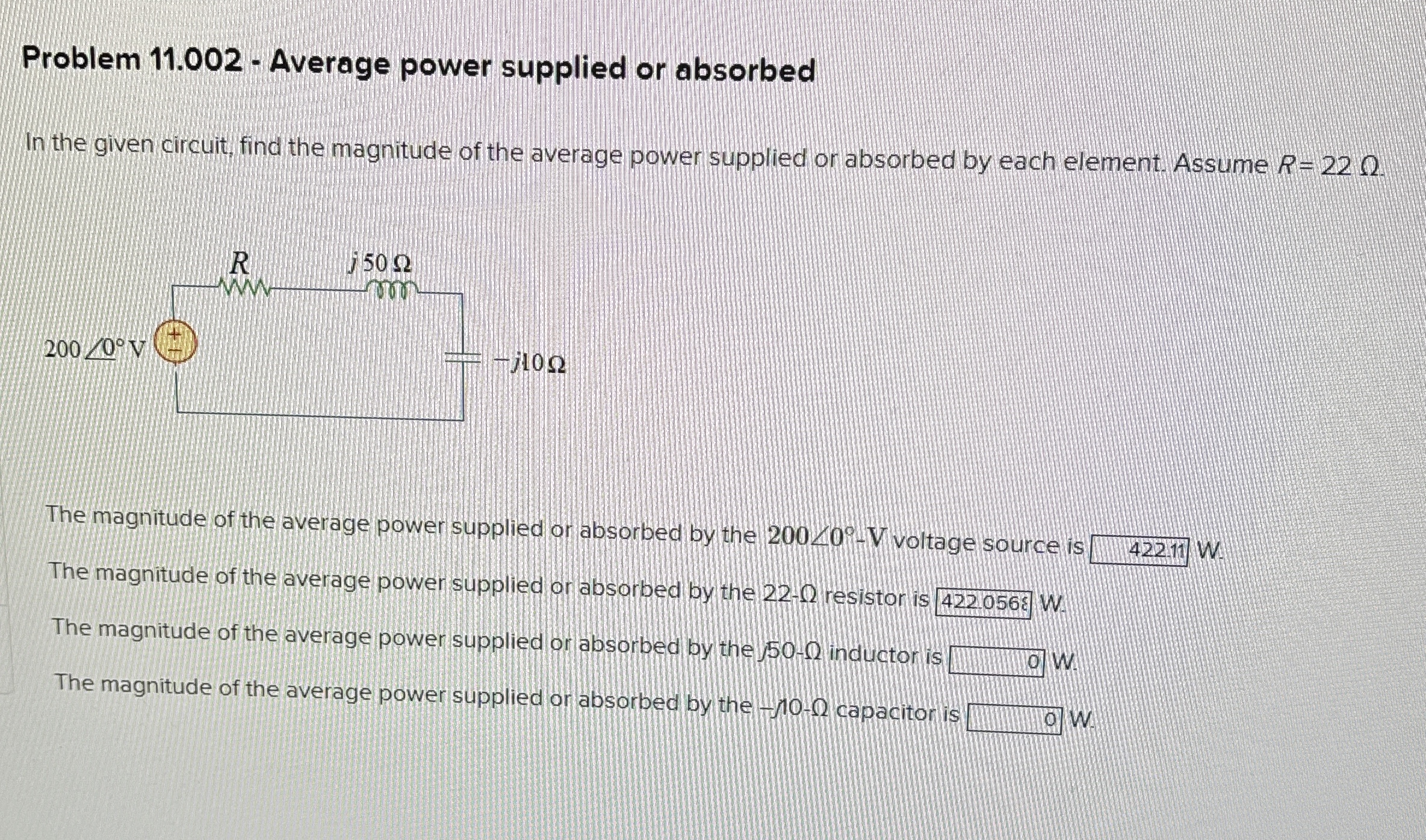 Problem 1 1 . 0 0 2 - Average power supplied or
