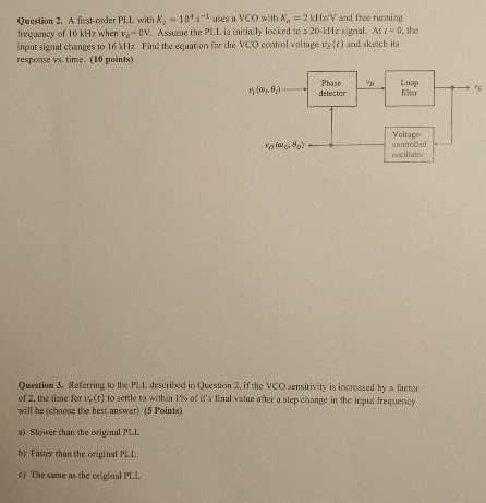 Question 2 . A first - order PLL with K y = 1 0 4