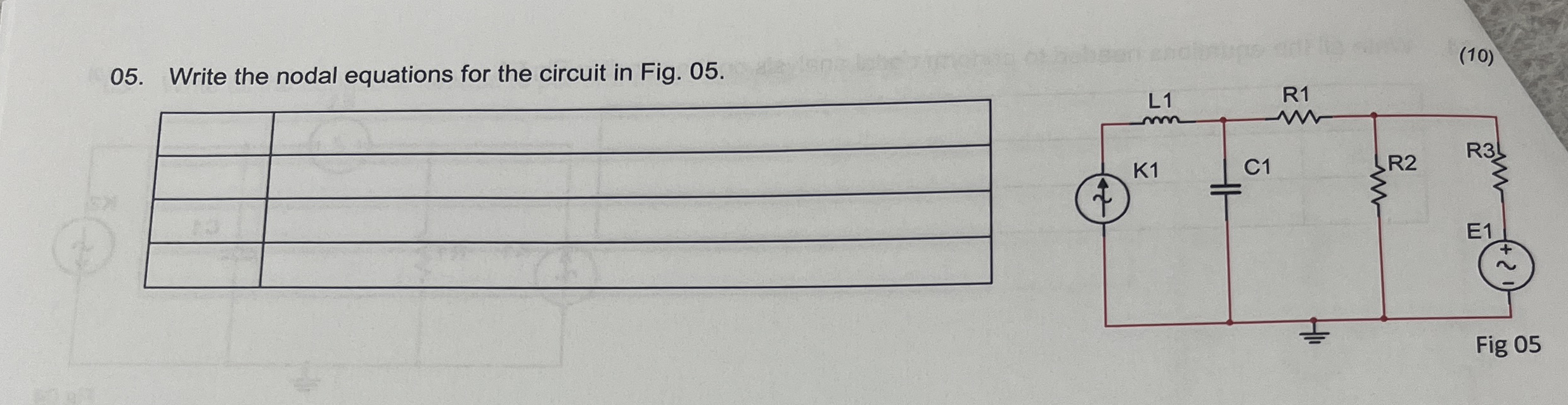 Write the nodal equations for the circuit in Fig.