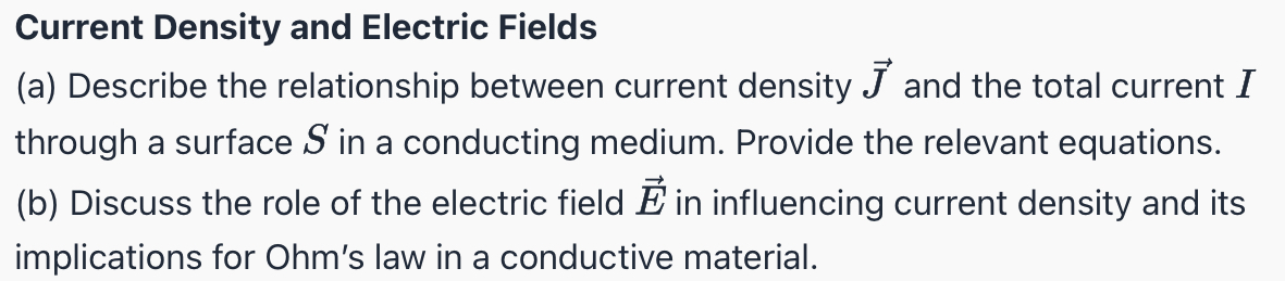 Current Density and Electric Fields ( a )