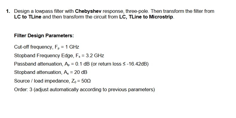 Design a lowpass filter with Chebyshev response,
