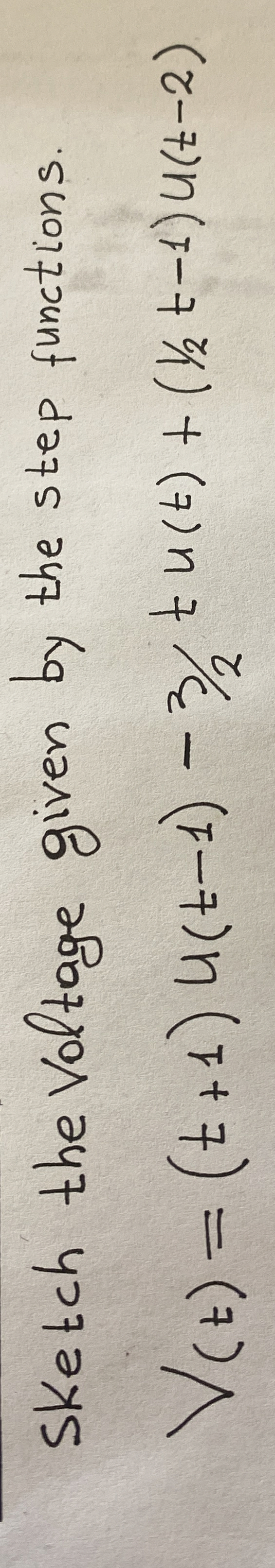 Sketch the Voltage given by the step functions. V
