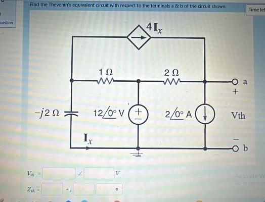 Find the Thevenin's equivalent circuit with