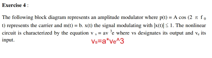 Exercise 4 : The following block diagram