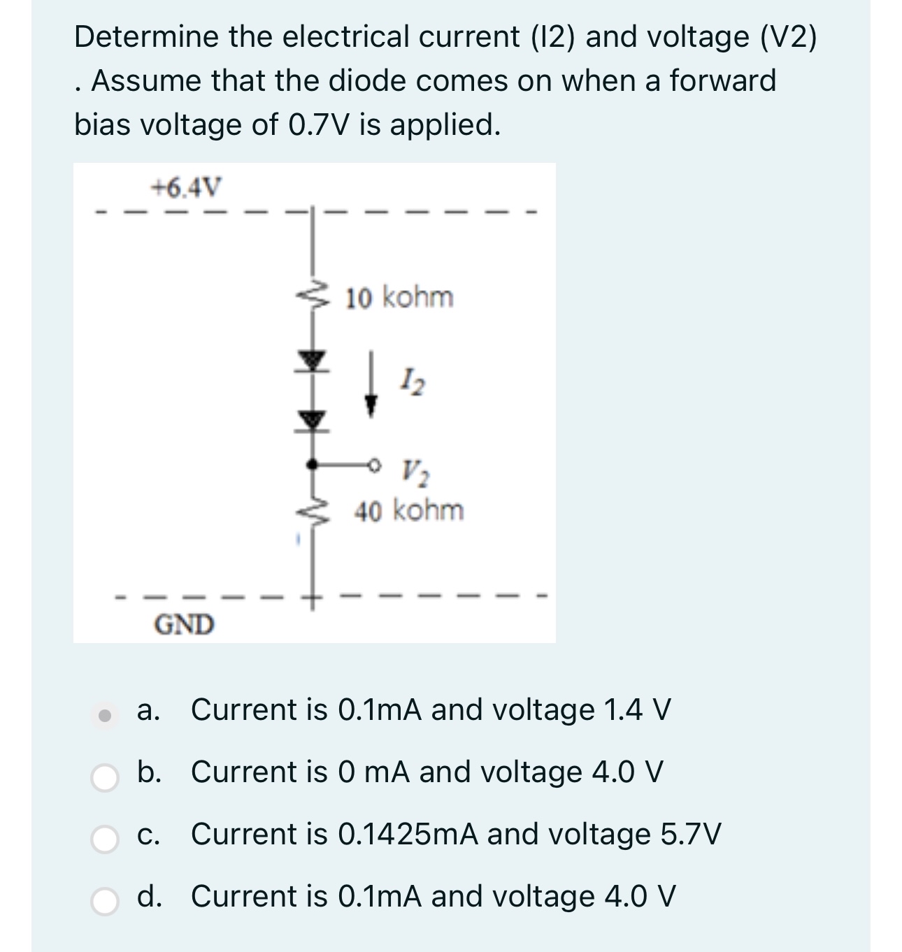 Determine the electrical current ( I 2 ) and