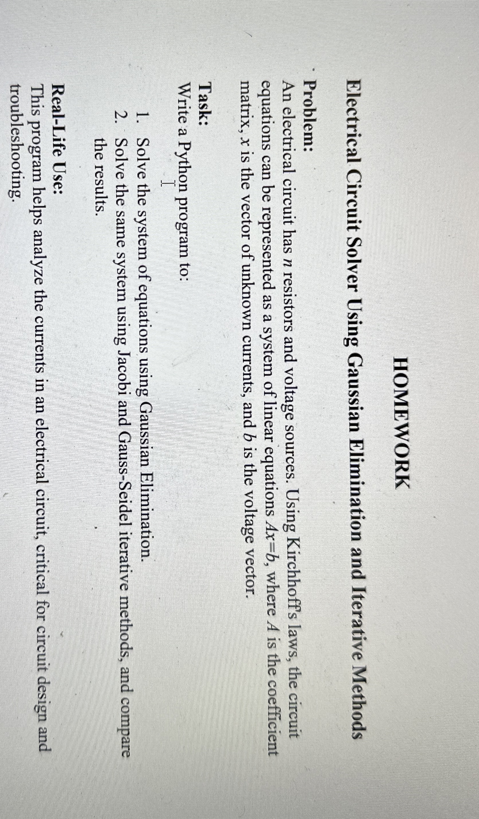 HOMEWORK Electrical Circuit Solver Using Gaussian
