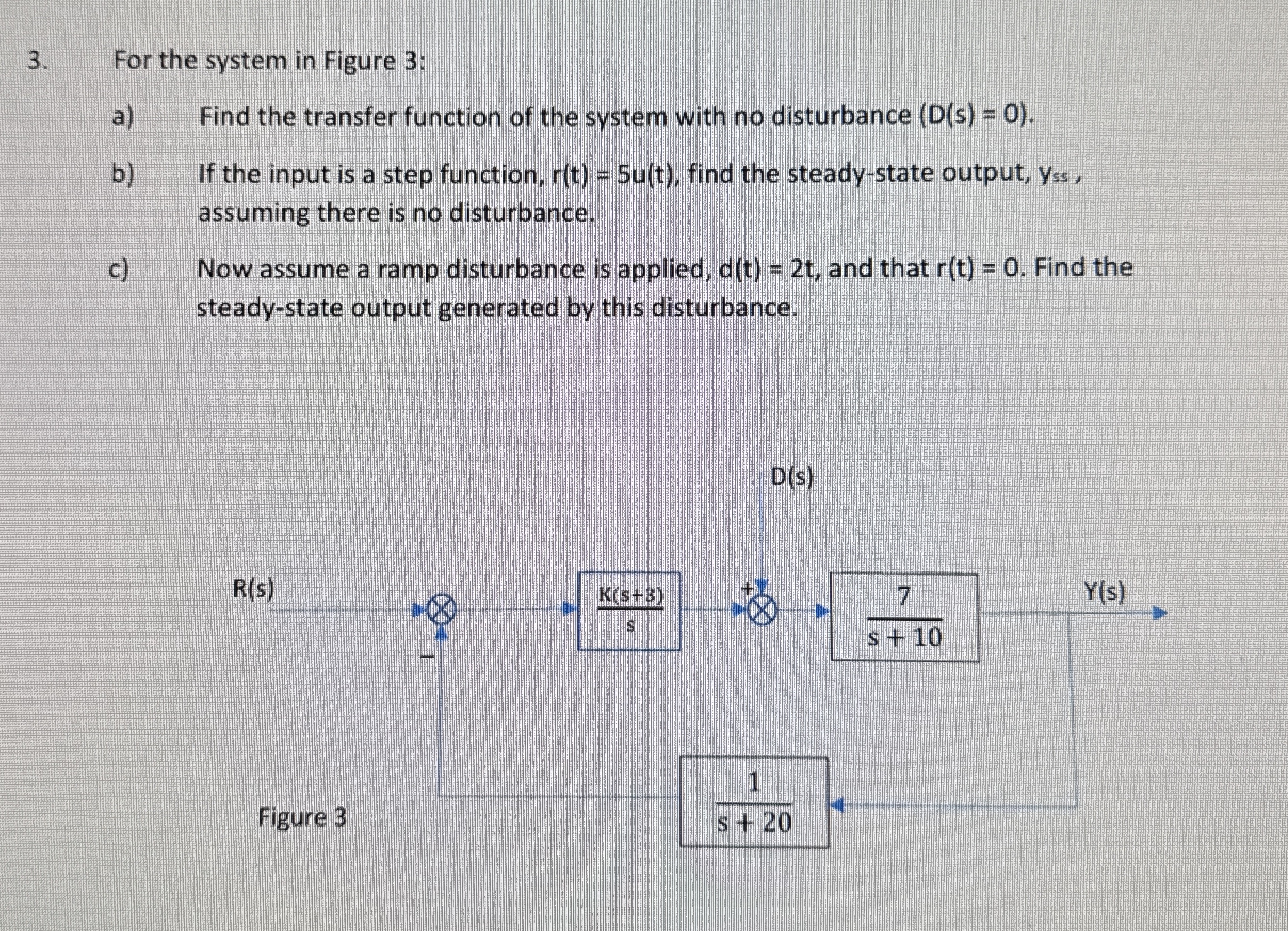 For the system in Figure 3 : a ) Find the