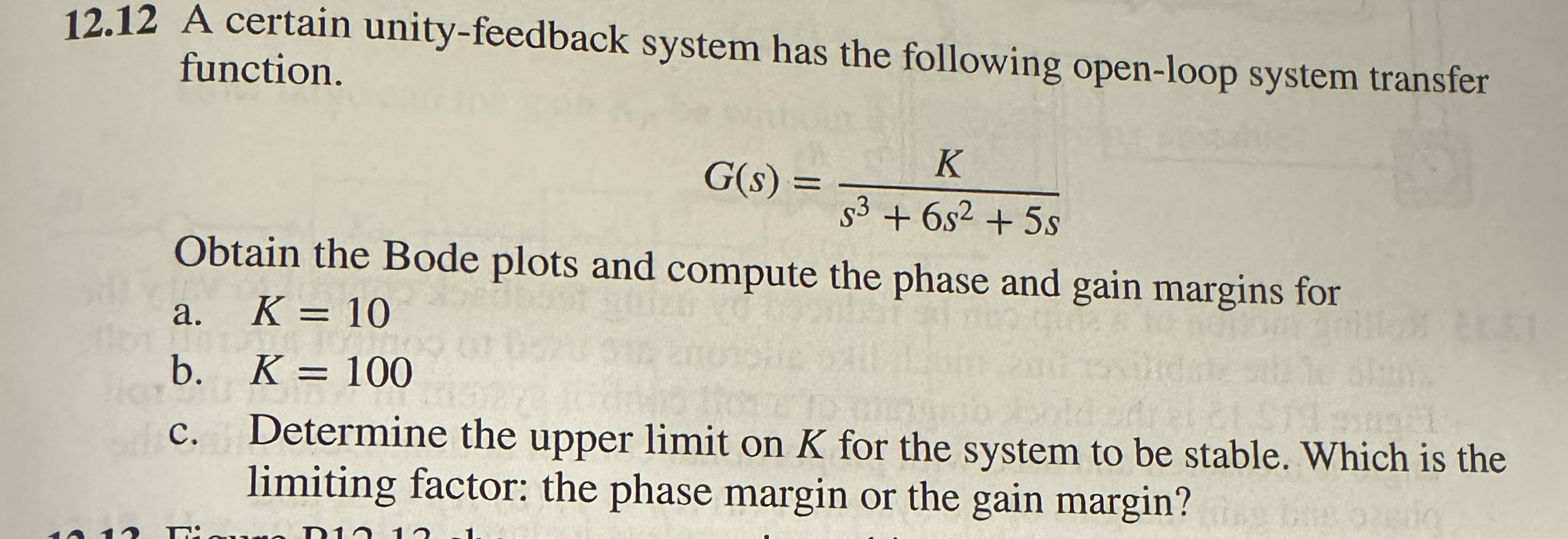 1 2 . 1 2 A certain unity - feedback system has