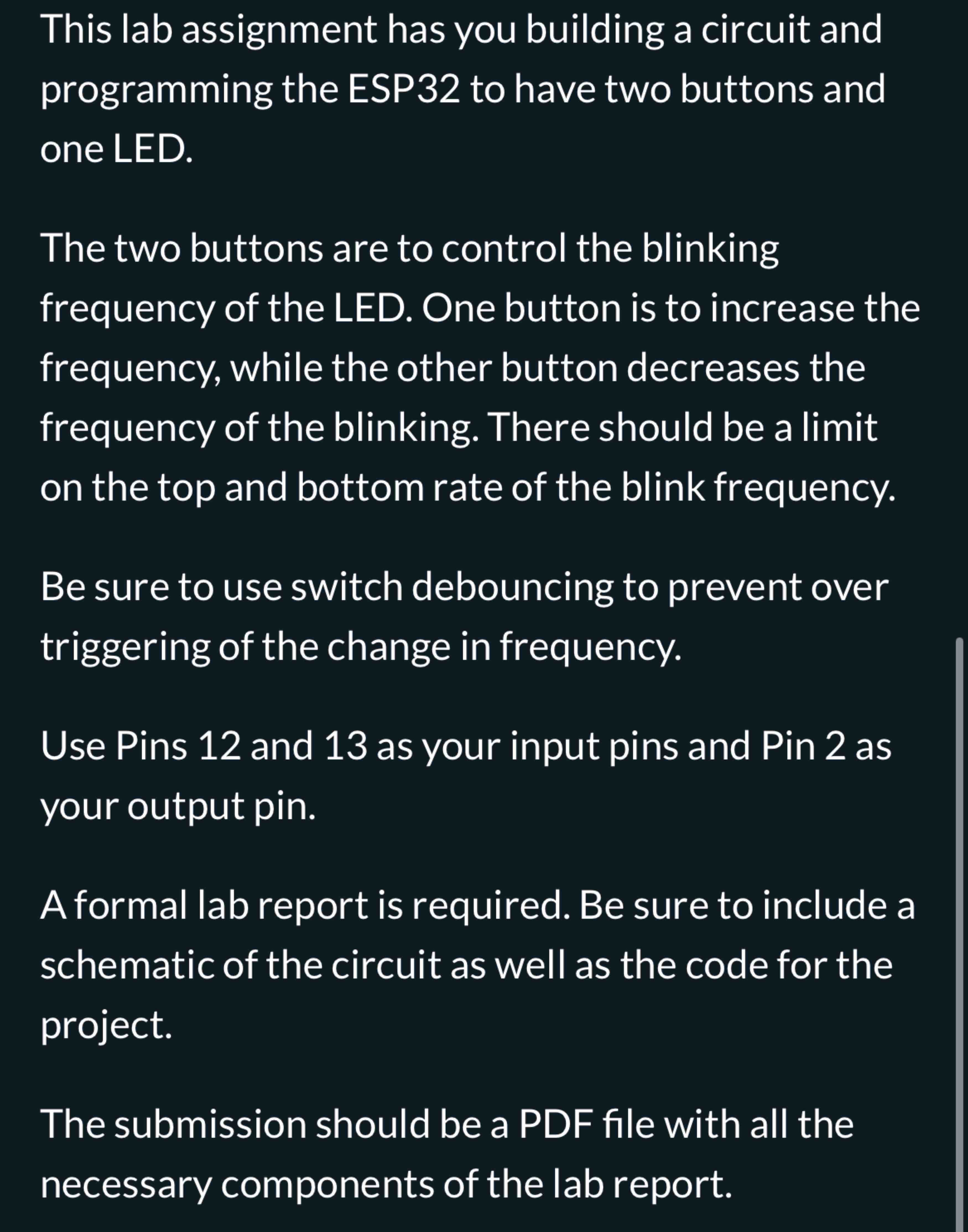 This lab assignment has you building a circuit