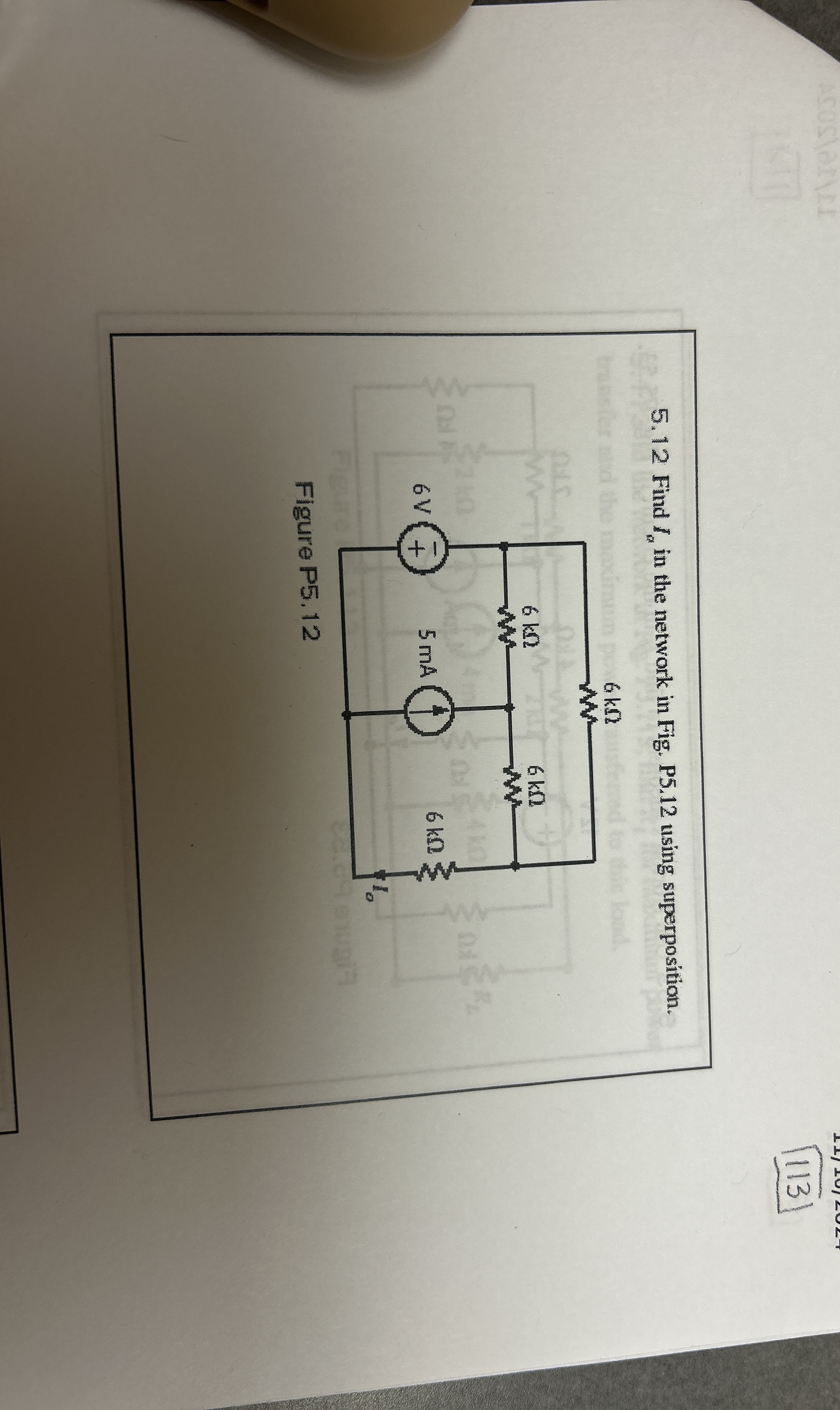 5 . 1 2 Find I O in the network in Fig. P 5 . 1 2