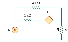Determine vo in the circuit if R = 5 k .